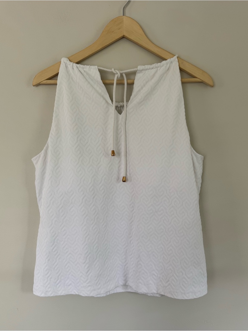 J. McLaughlin Maria Halter Tank White Textured Geometric Print Catalina Cloth XL - Picture 4 of 9
